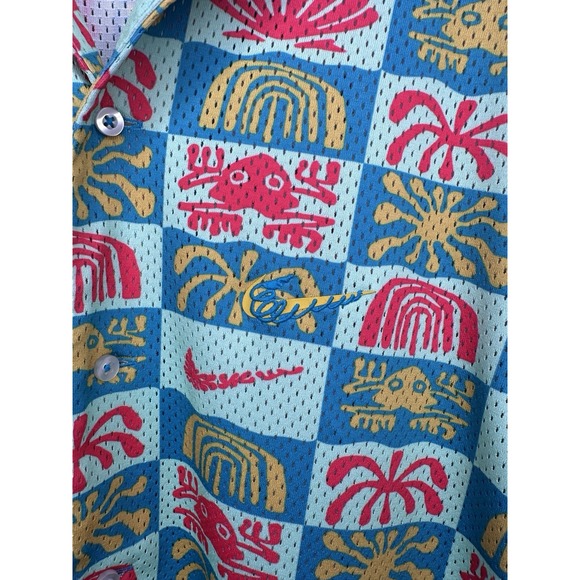 Nike Shirt Mens Dri-Fit Hawaiian Resort Camp Mesh Button Up M Medium Jersey P - Picture 4 of 7